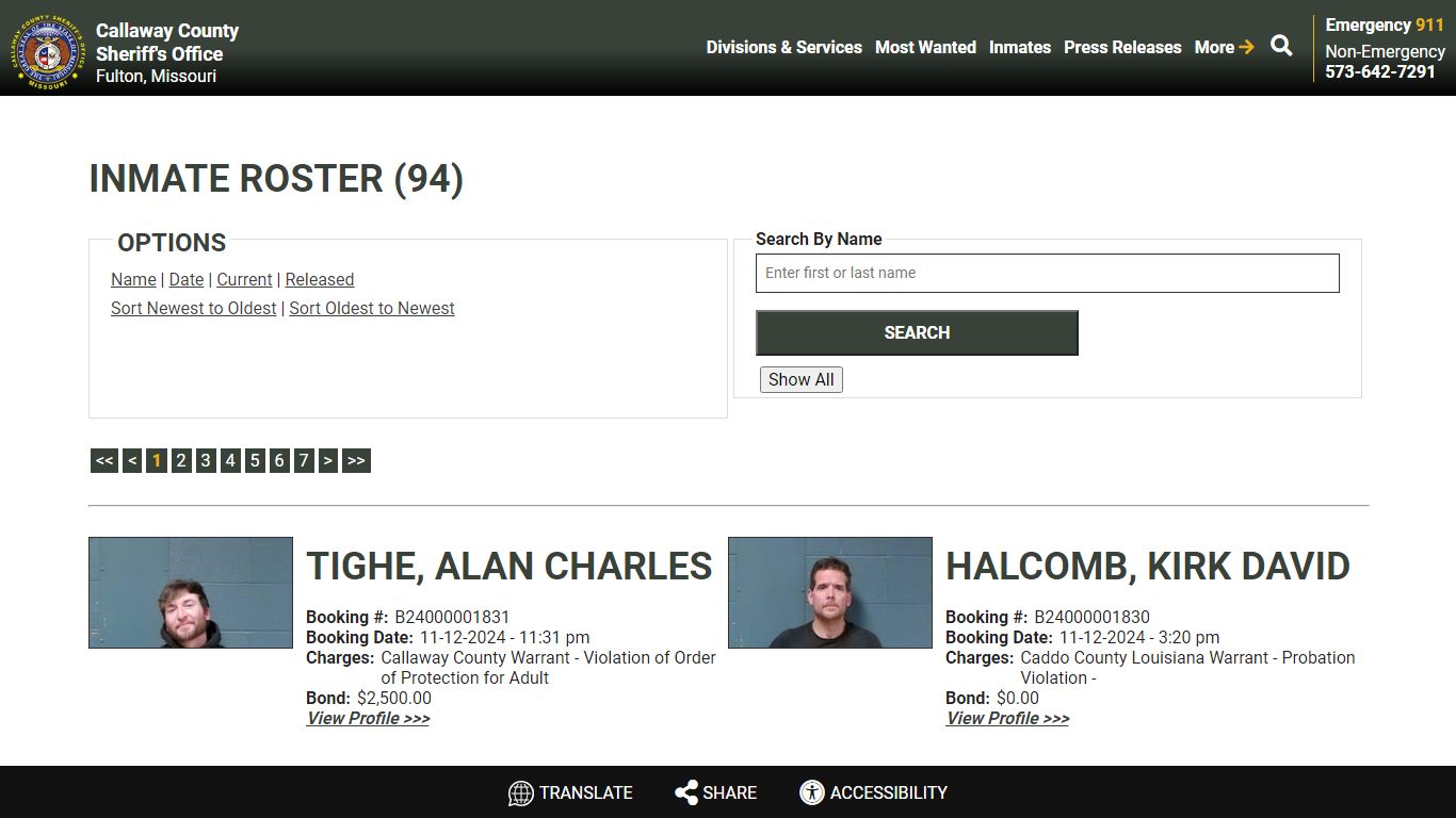 Inmate Roster - Current Inmates Booking Date Descending - Callaway ...