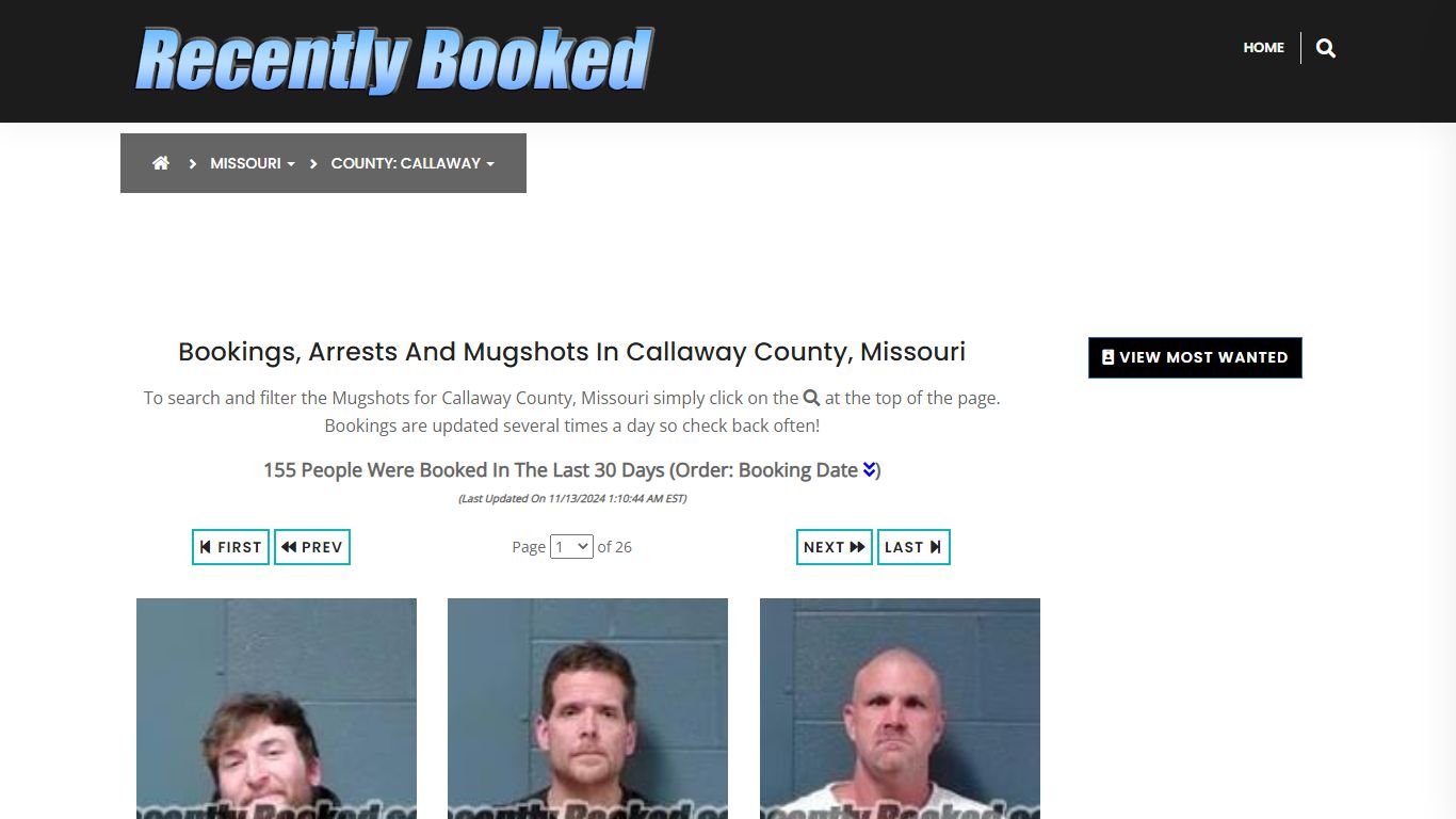 Bookings, Arrests and Mugshots in Callaway County, Missouri