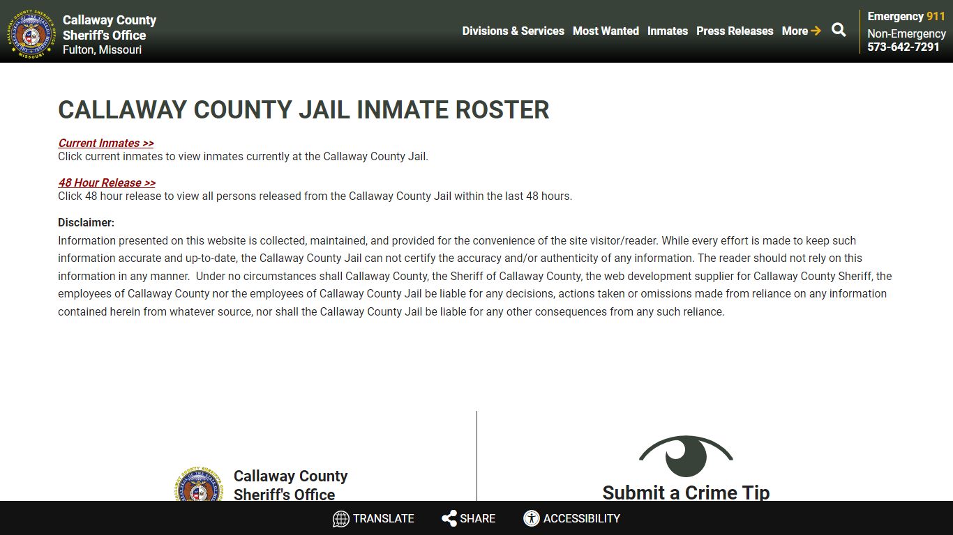 Roster Choose - Callaway County Sheriff's Office, Missouri